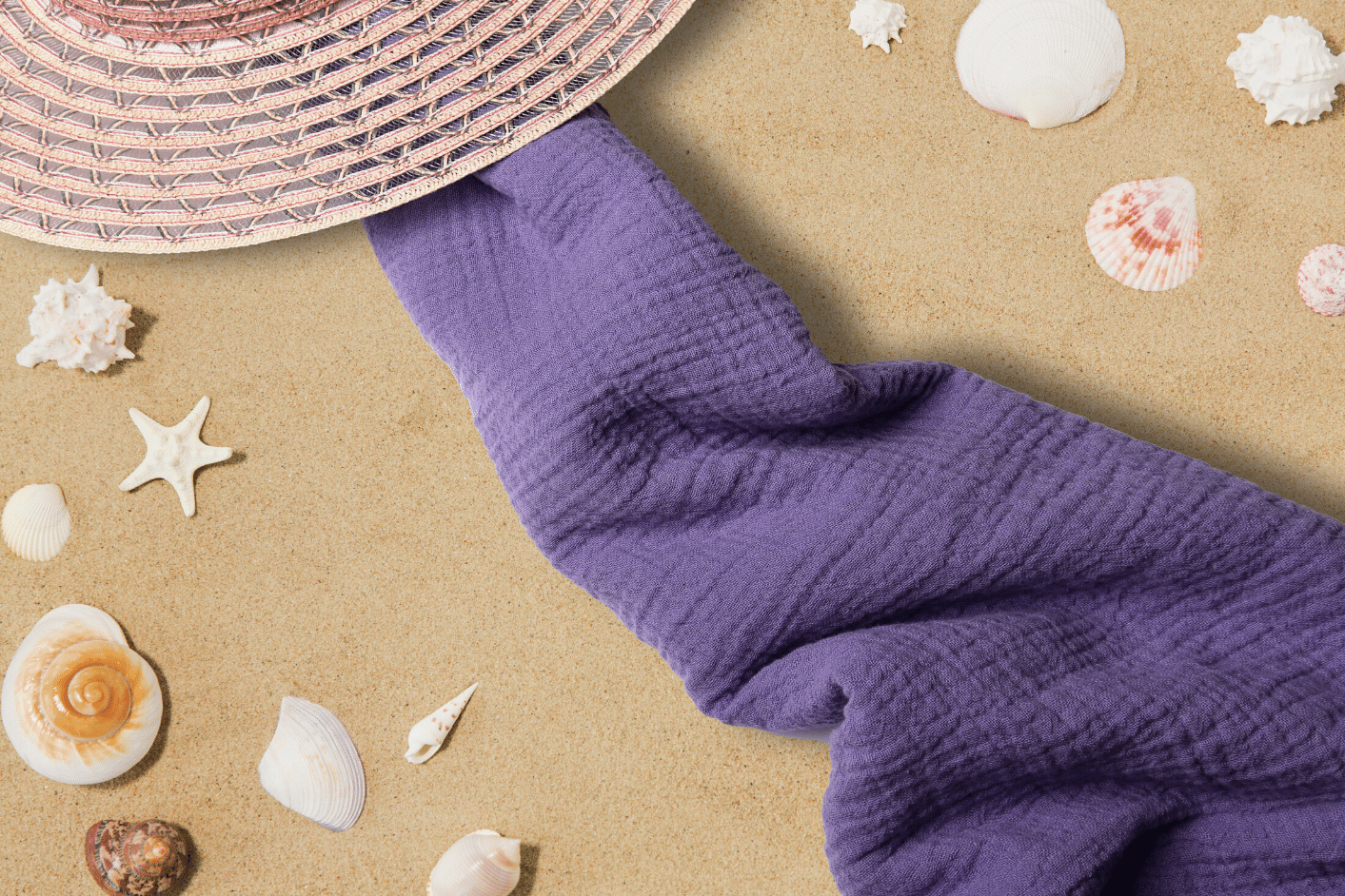 Purple Muslin Towel for Adults