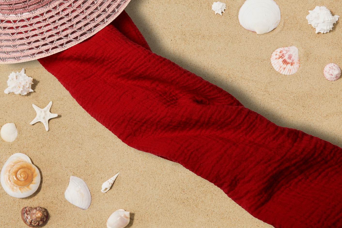Red Muslin Towel for Adults