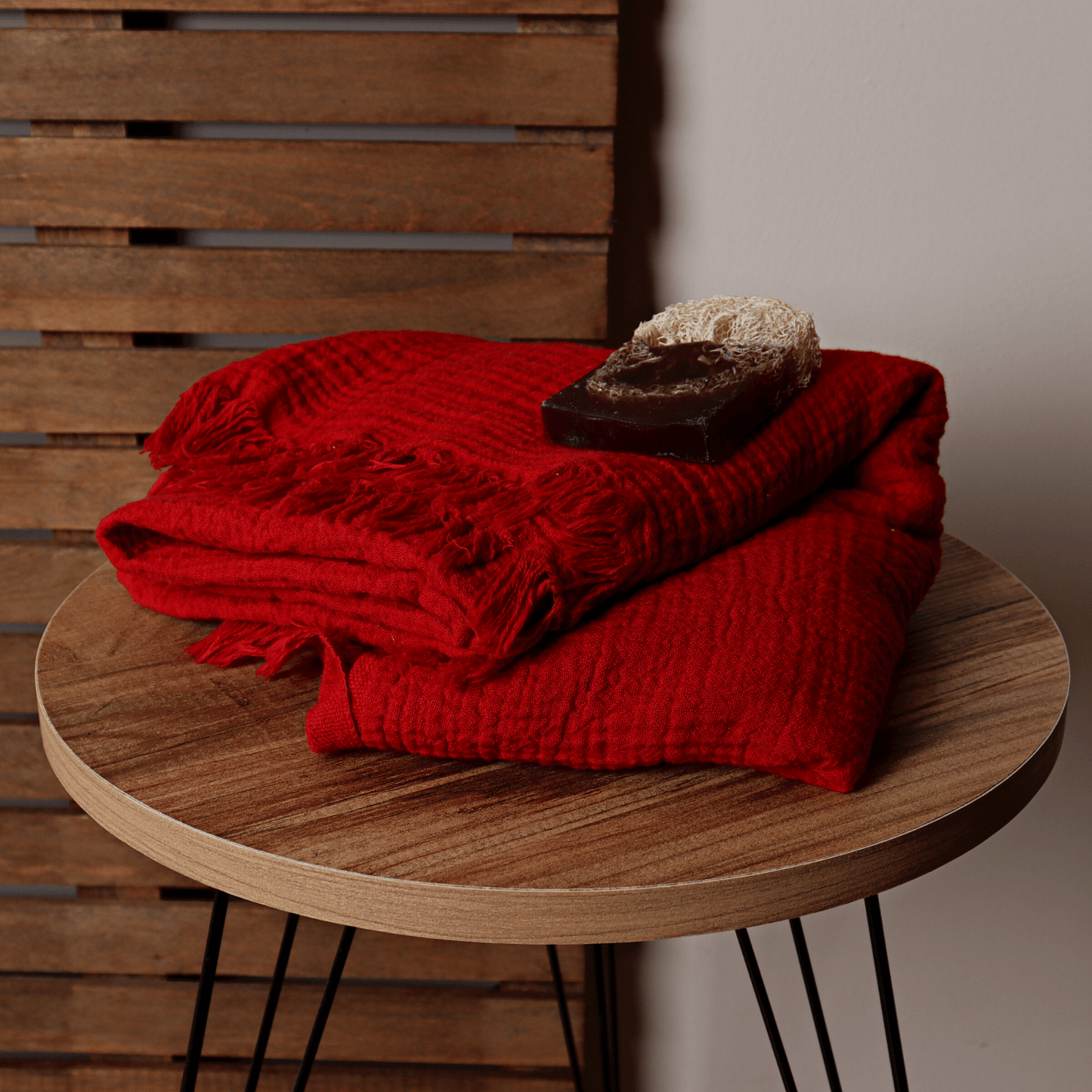 Red Muslin Towel for Adults