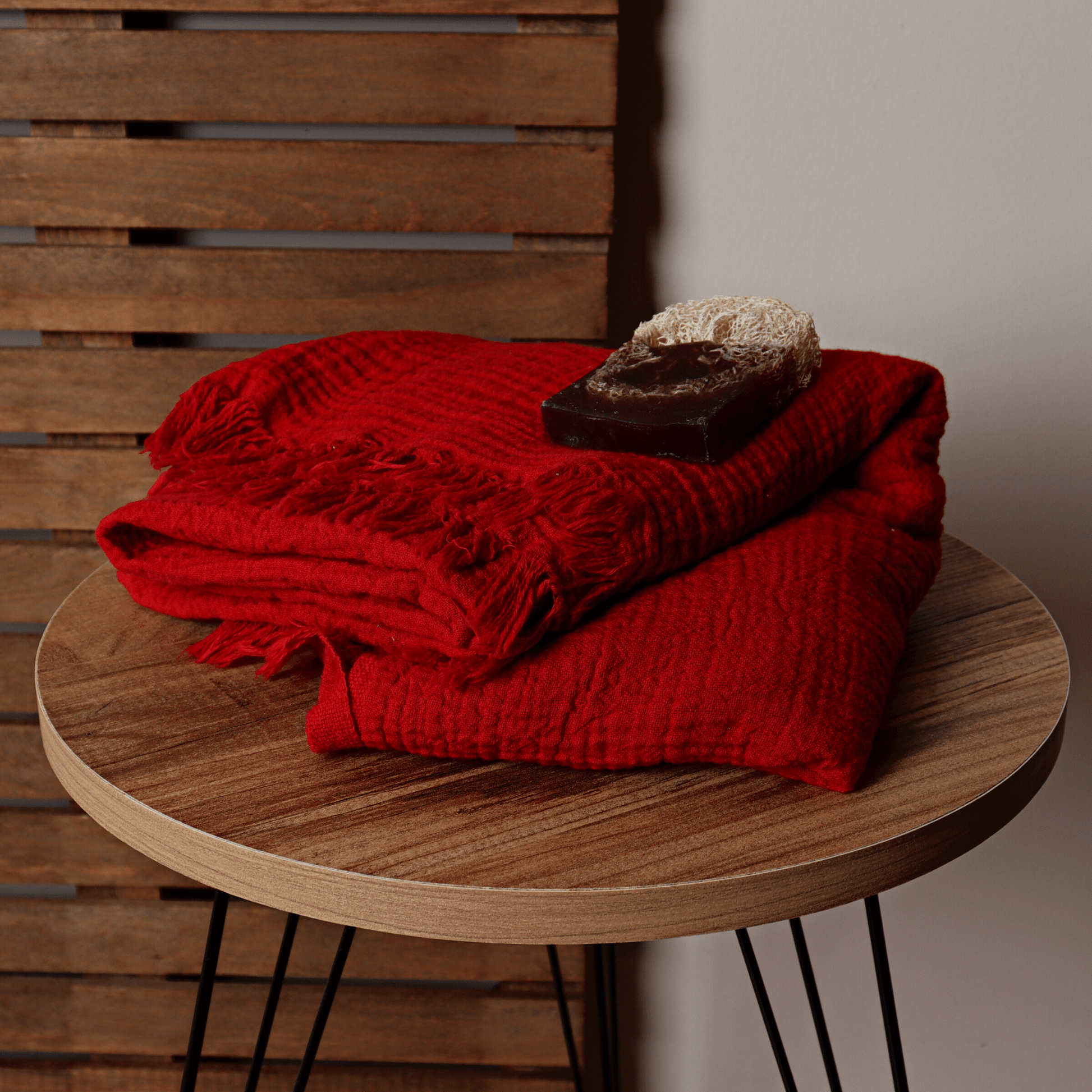 Red Muslin Towel for Adults