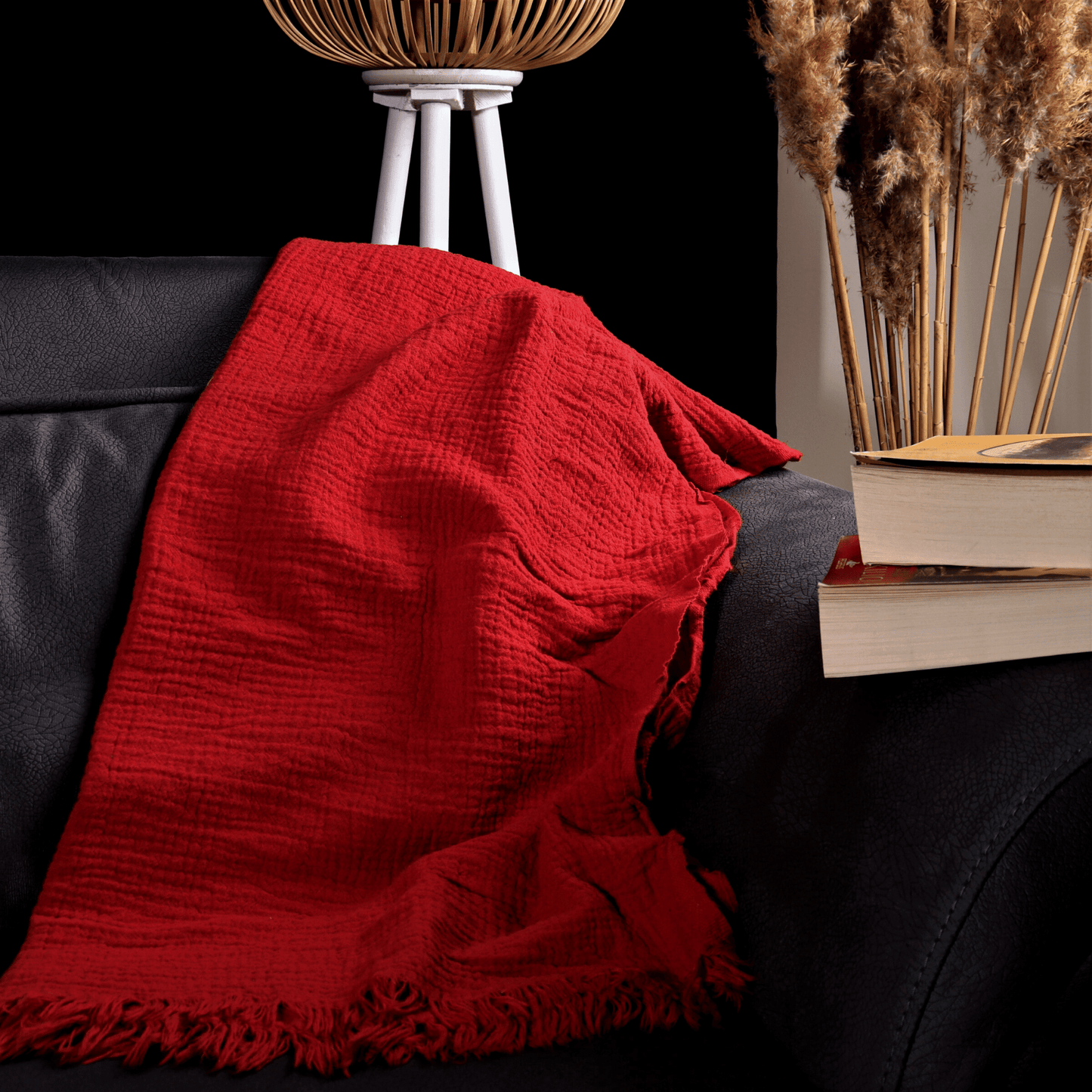Red Muslin Towel for Adults