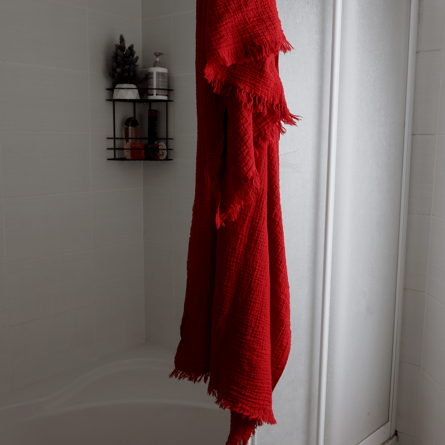 Red Muslin Towel for Adults