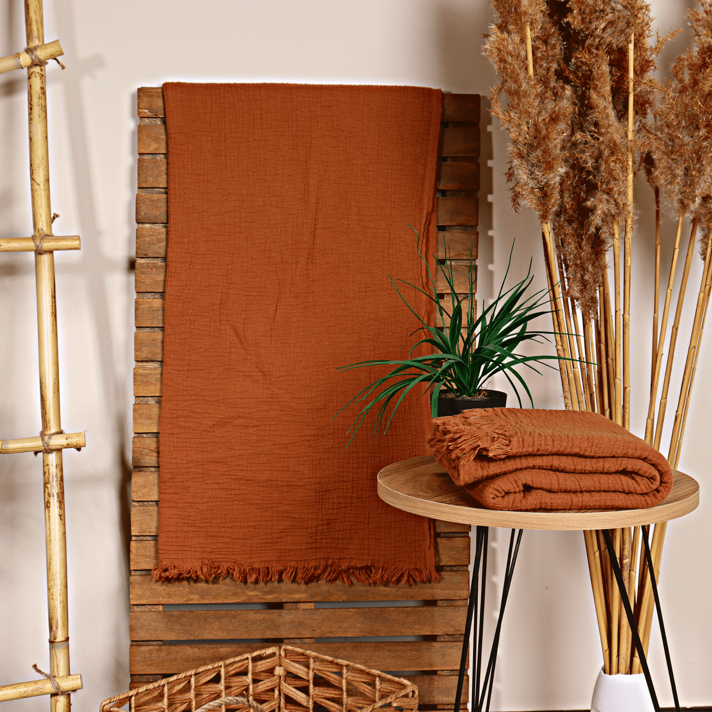Rust Muslin Towel for Adults