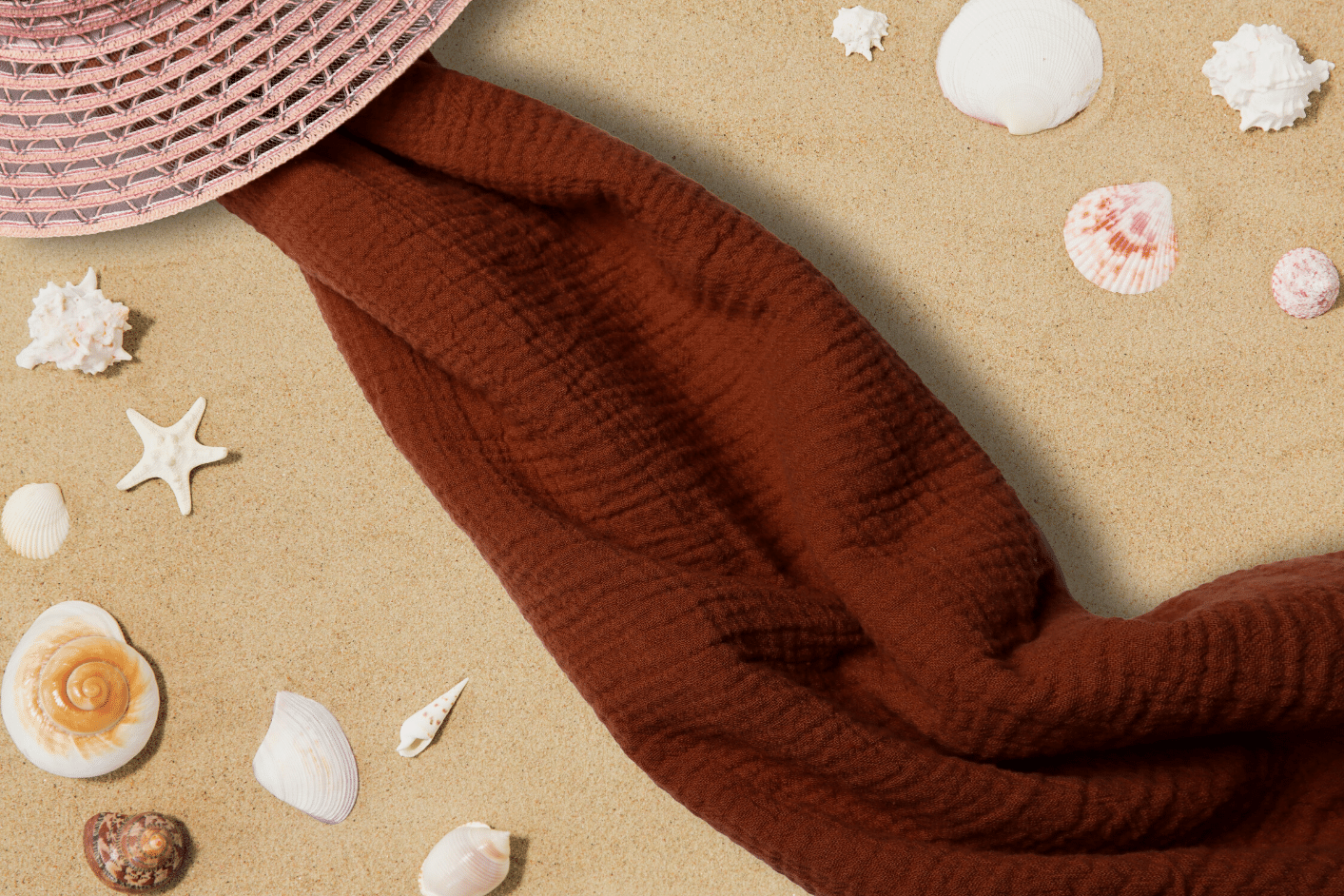 Rust Muslin Towel for Adults