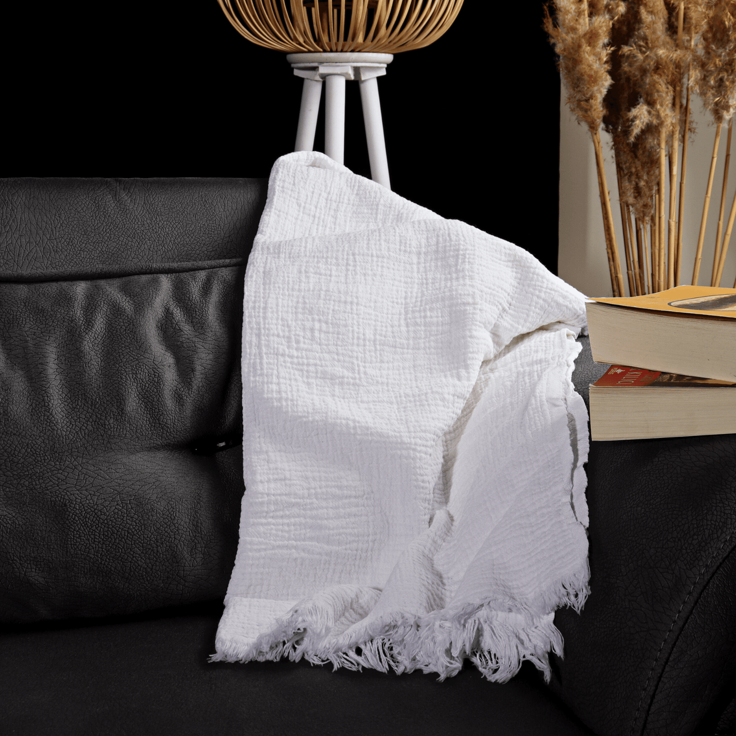 White Muslin Throw Blankets