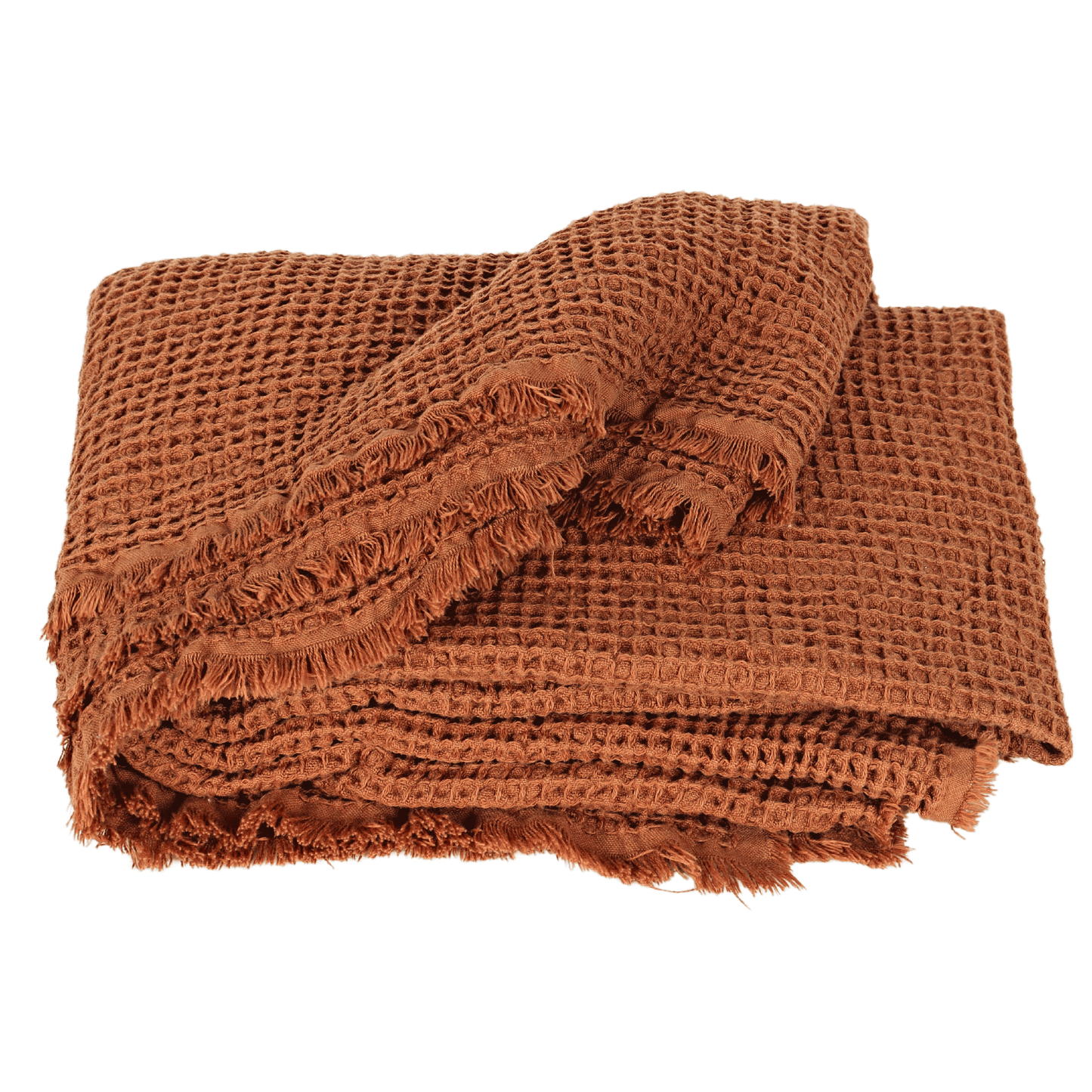Rust Waffle Throw Blankets