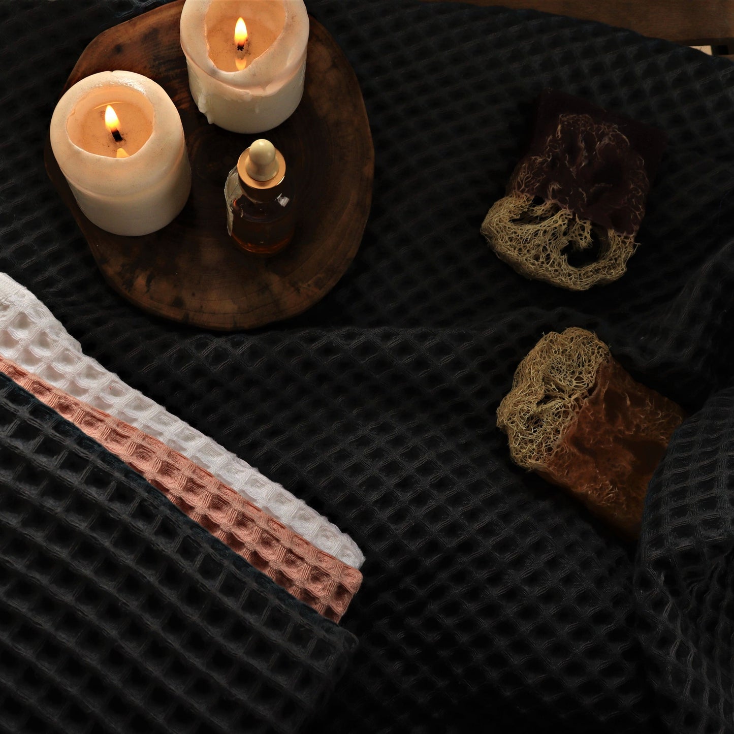 Anthracite Waffle Weave Towels Sets - 2 Bath, 2 Hand Towels