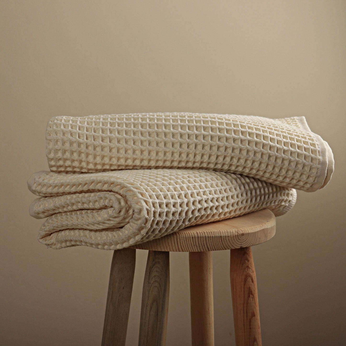 Natural Waffle Weave Bath Towels