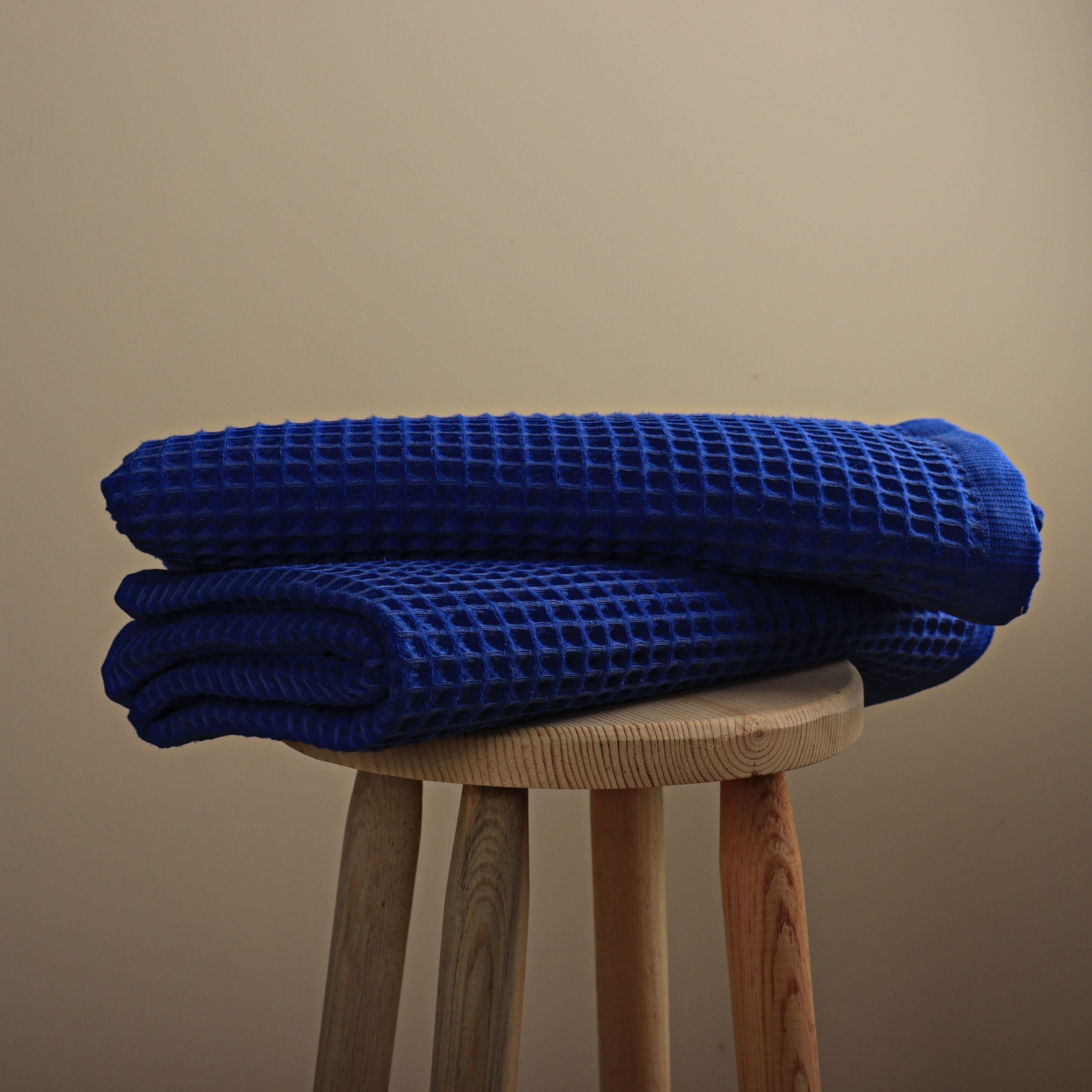 Royal Blue Waffle Weave Bath Towels ??? Puskul Textile