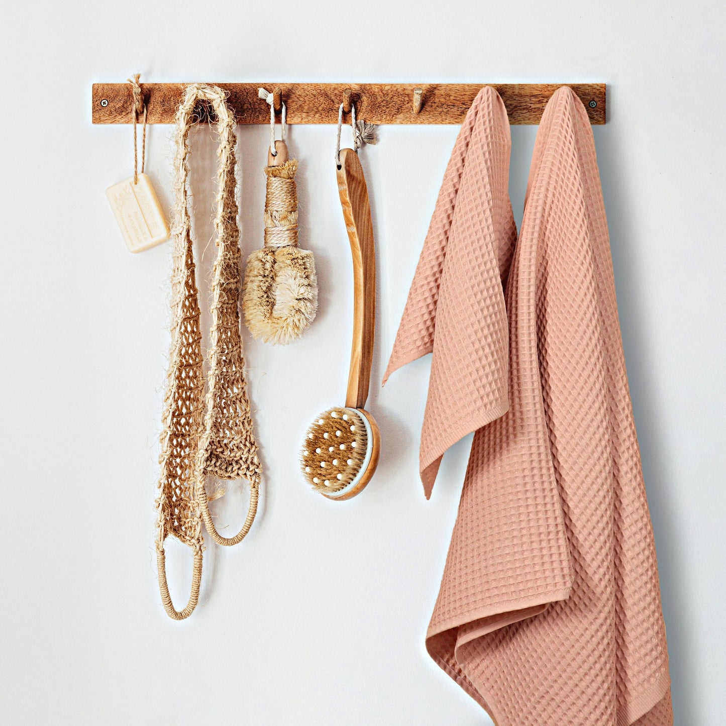 Pink Waffle Weave Bath Towels