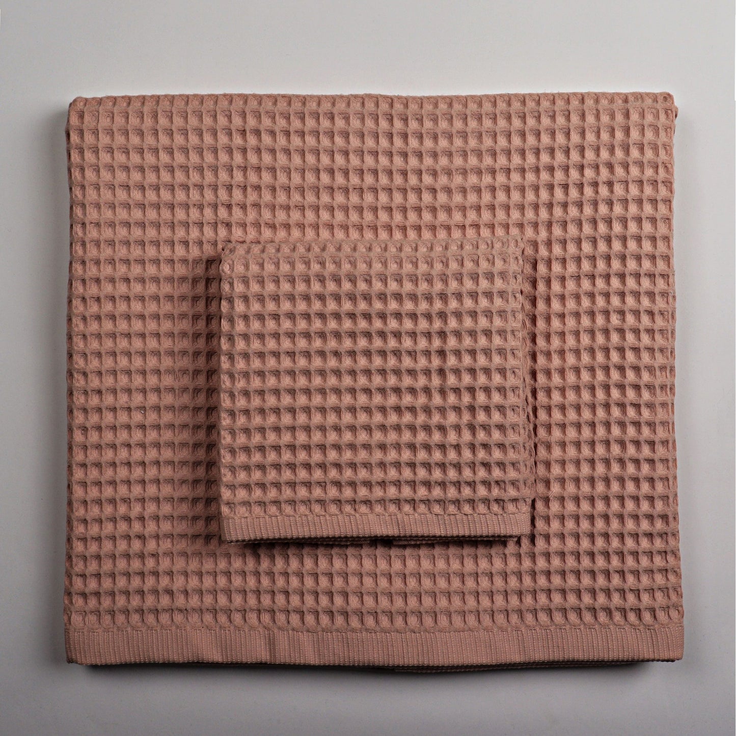 Pink Waffle Weave Bath Towels