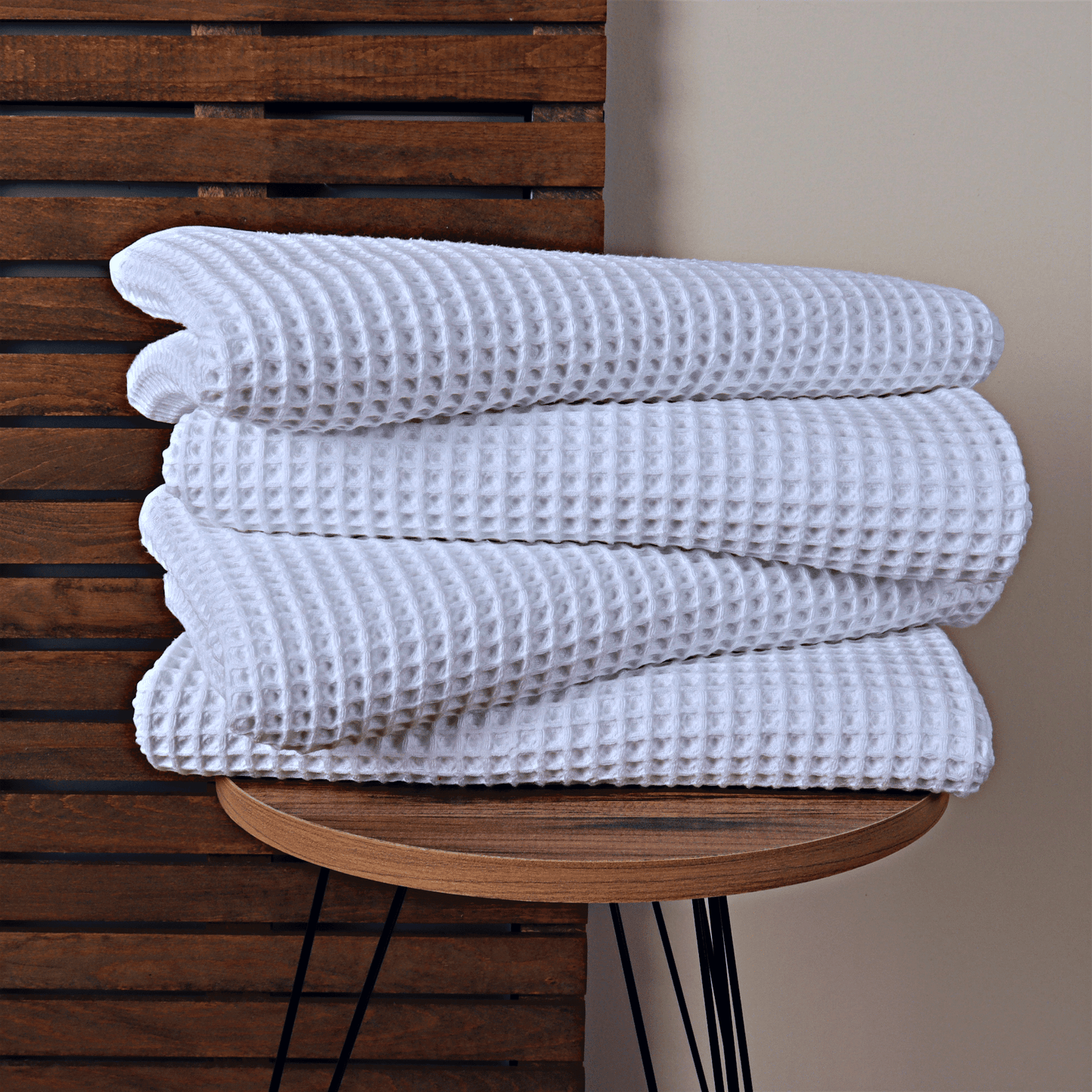 White Waffle Weave Bath Towels
