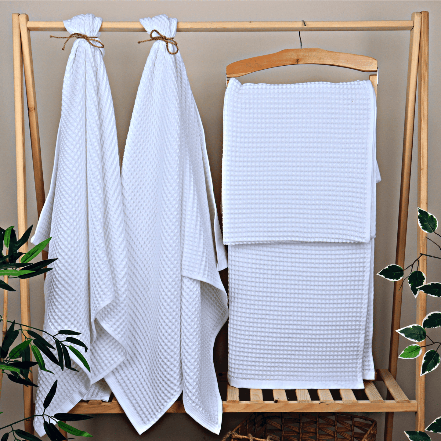 White Waffle Weave Bath Towels