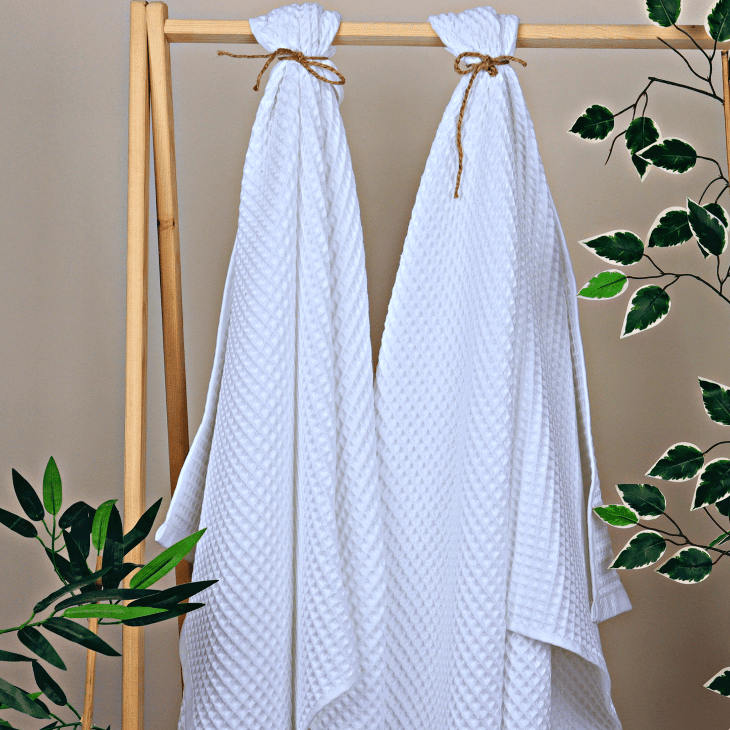 White Waffle Weave Bath Towels