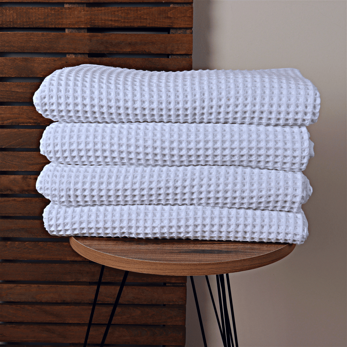 White Waffle Weave Bath Towels