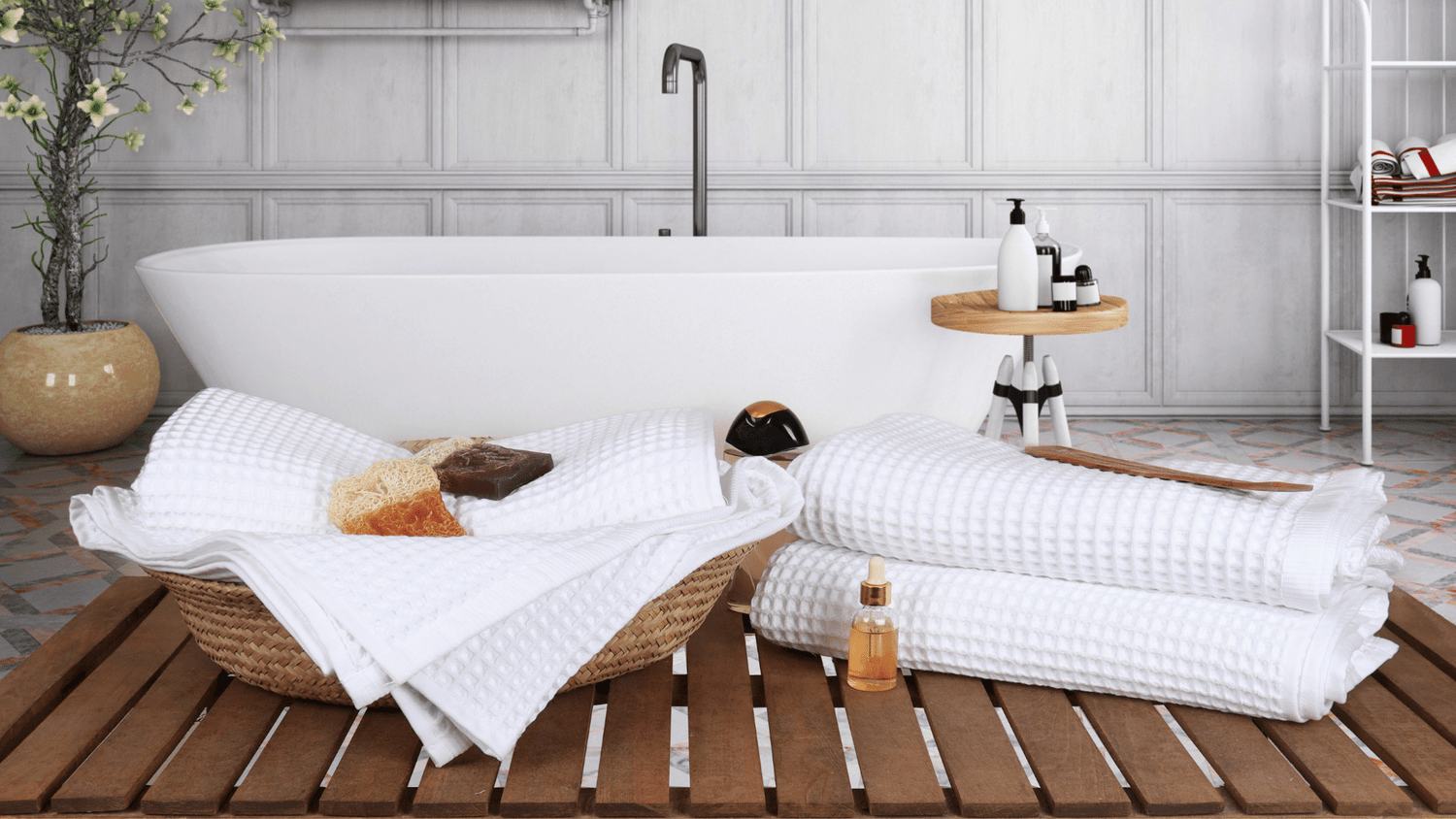 Turkish Cotton Waffle Weave Towels for Bath, Hand, Beach, Kitchen, Best White Honeycomb Towels