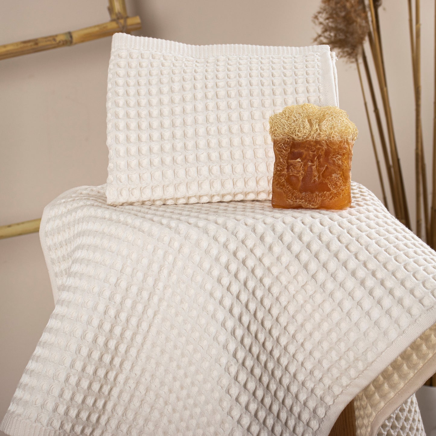 Honeycomb Towel - Waffle Towel - Kitchen and Hand Towel - Beige