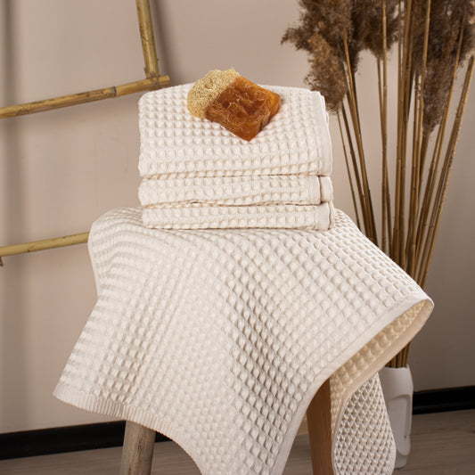 Honeycomb Towel - Waffle Towel - Kitchen and Hand Towel - Beige