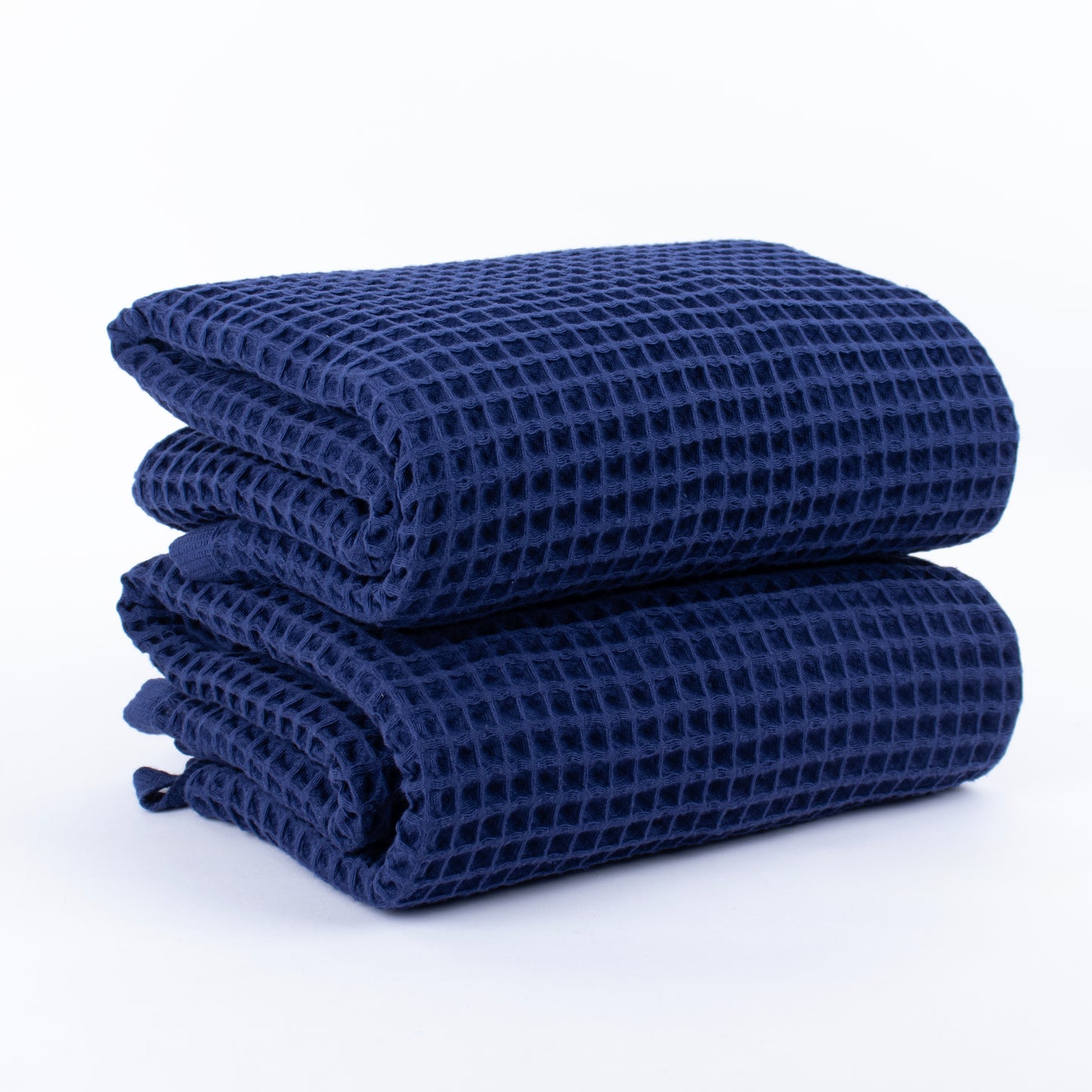 Navy Blue Waffle Weave Bath Towels