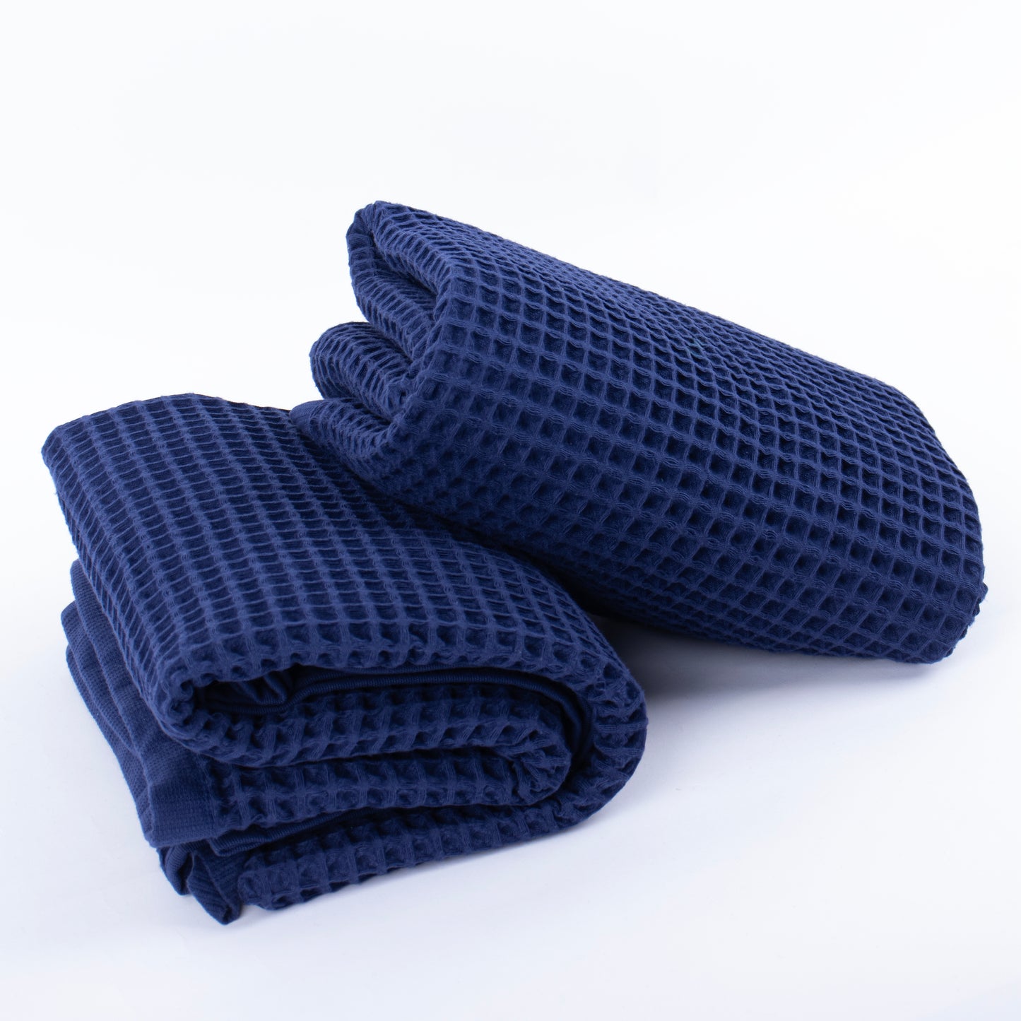 Navy Blue Waffle Weave Bath Towels