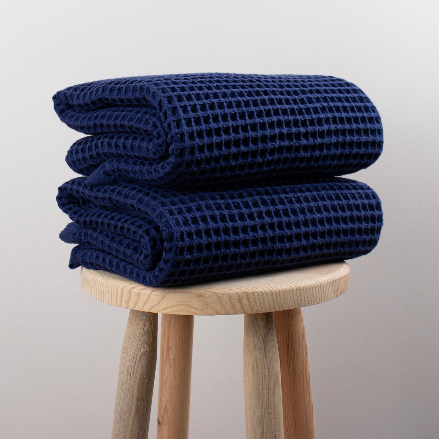 Navy Blue Waffle Weave Bath Towels