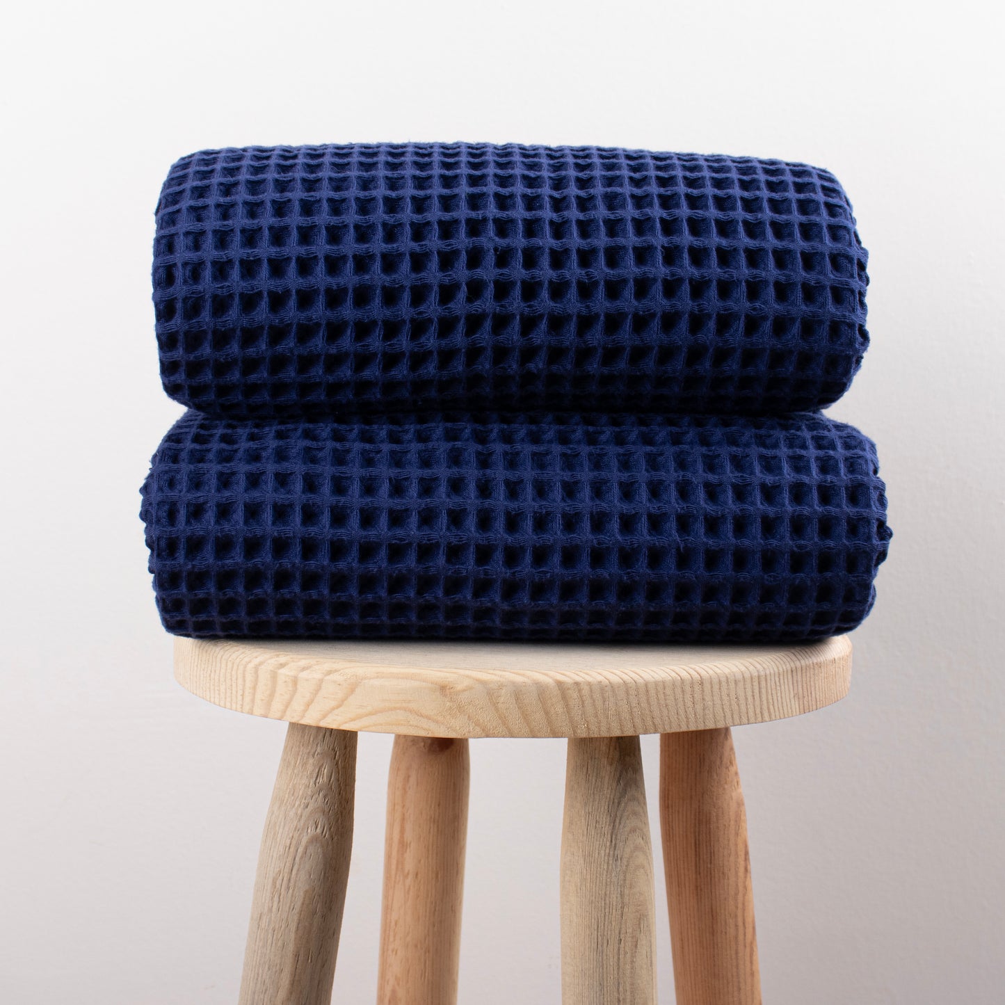 Navy Blue Waffle Weave Bath Towels