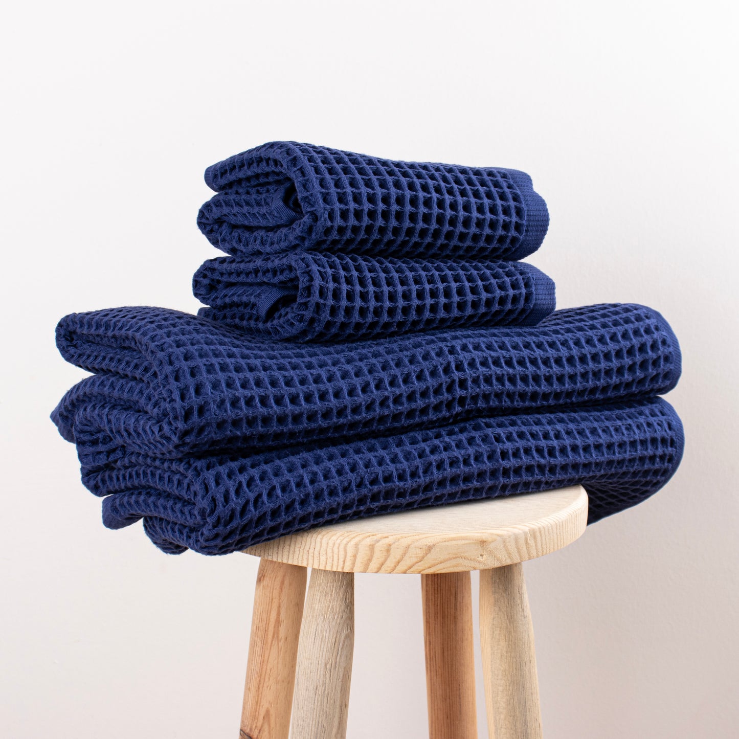 Navy Blue Waffle Weave Towels Sets - 2 Bath, 2 Hand Towels