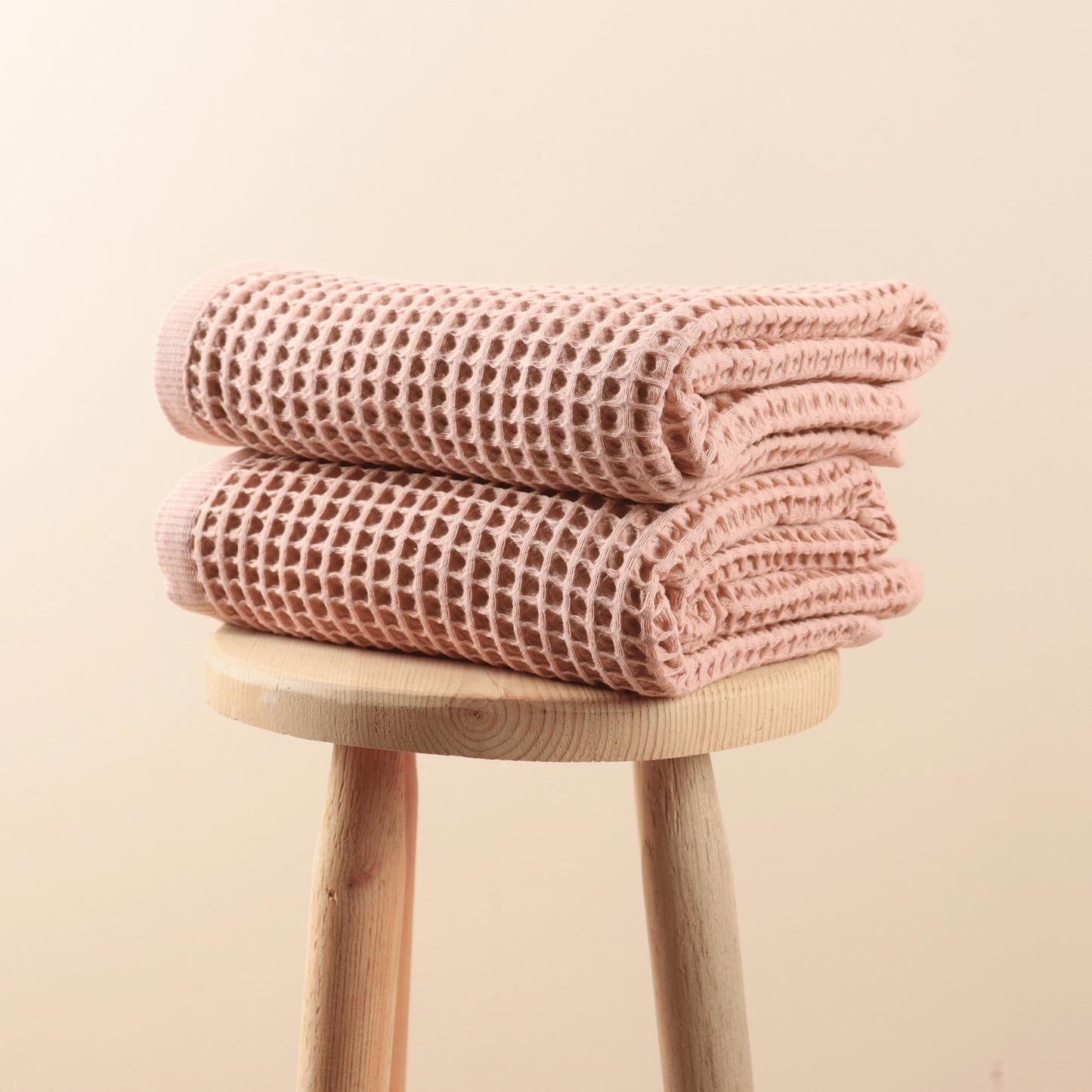 Pink Powder Waffle Weave Towels Sets - 2 Bath, 2 Hand Towels