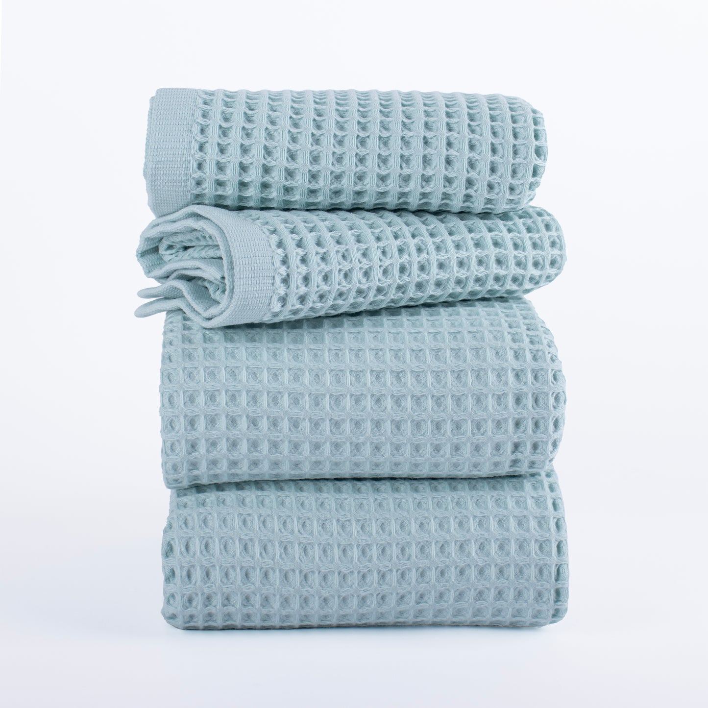 Ice Green Waffle Weave Towels Sets - 2 Bath, 2 Hand Towels