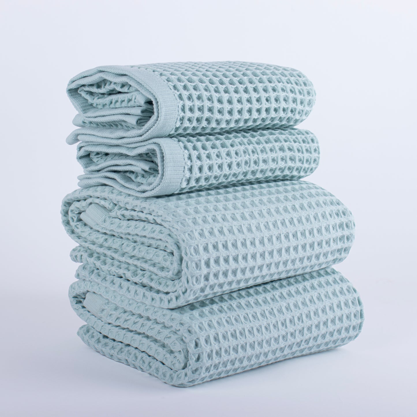 Ice Green Waffle Weave Towels Sets - 2 Bath, 2 Hand Towels