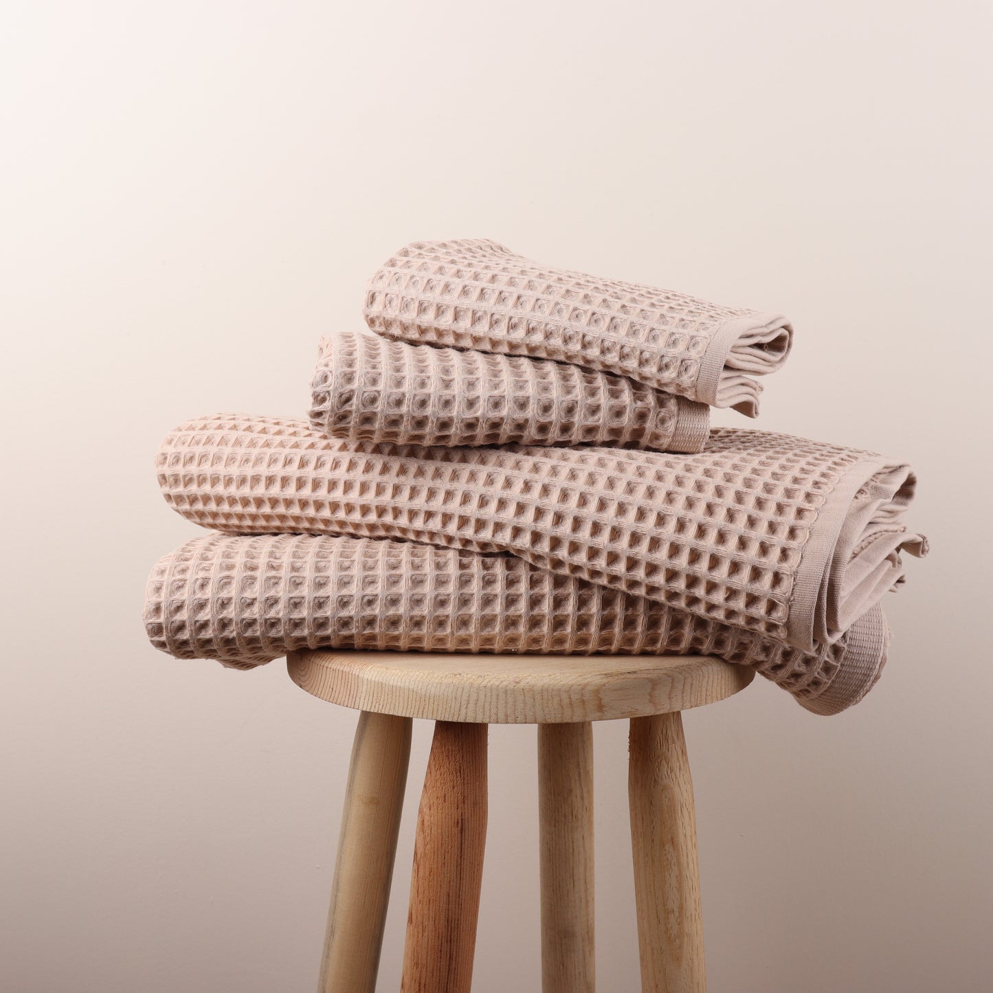 Beige Waffle Weave Towels Sets - 2 Bath, 2 Hand Towels