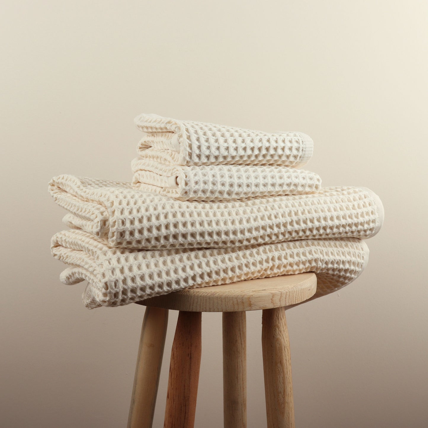 Natural Waffle Weave Towels Sets - 2 Bath, 2 Hand Towels