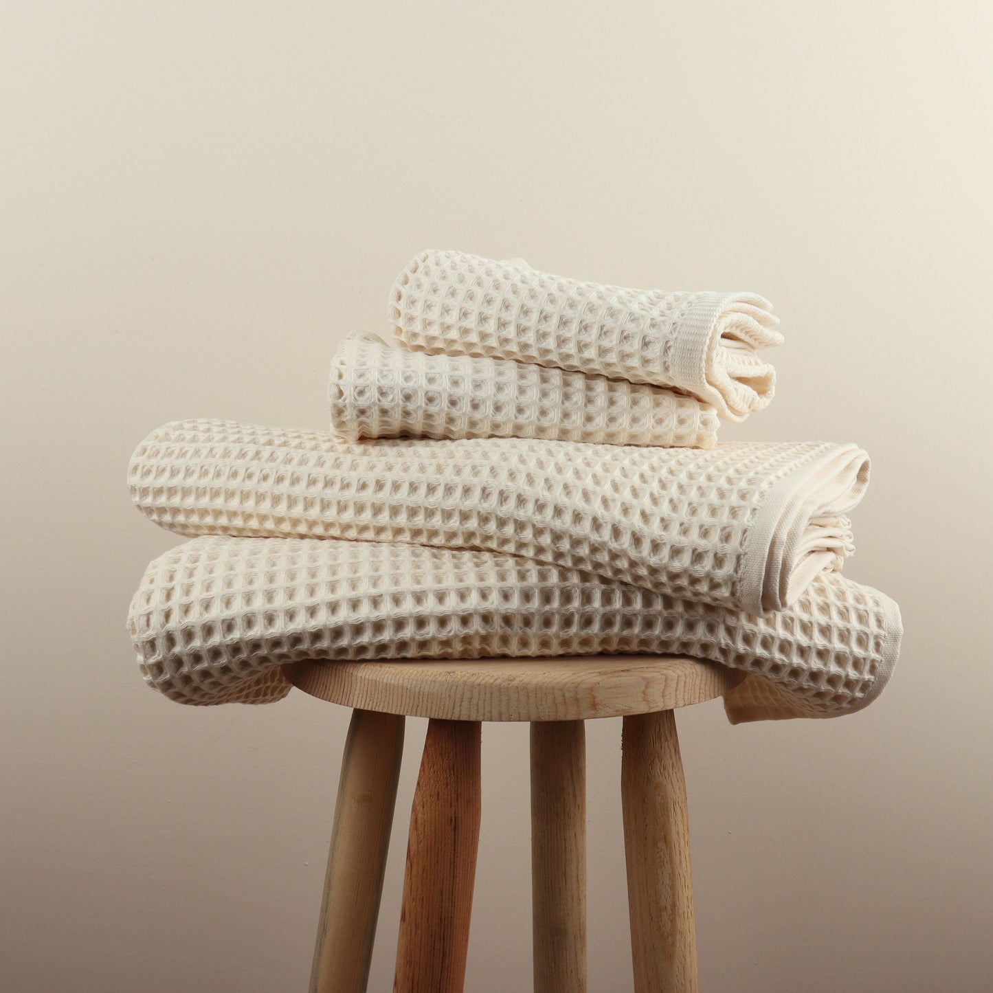 Natural Waffle Weave Towels Sets - 2 Bath, 2 Hand Towels