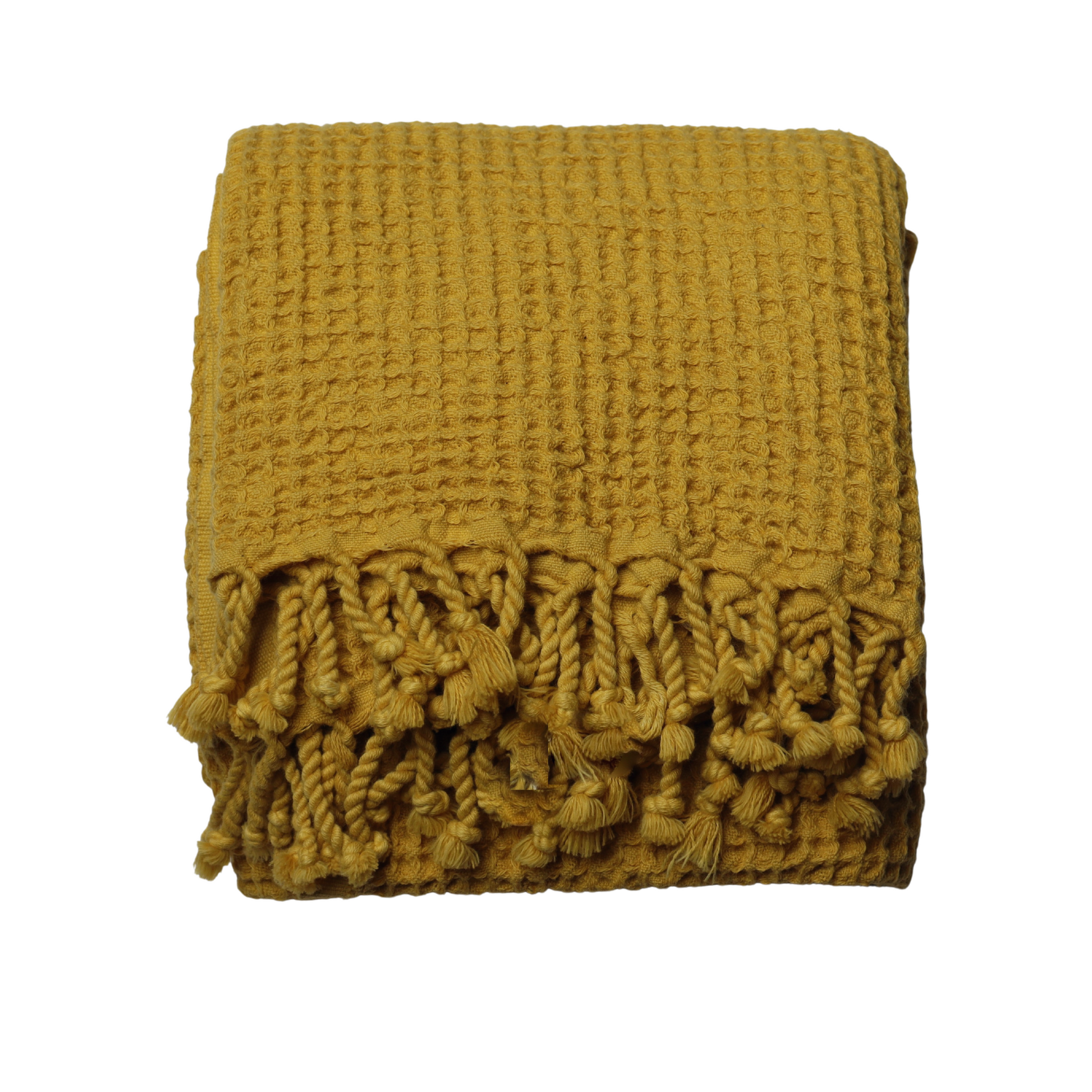 Yellow Flower Block Print Waffle Weave Hand Towel by World Market