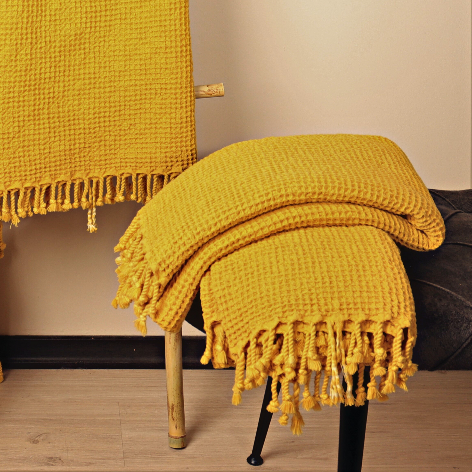 Honeybee Corn Yellow Waffle Weave Kitchen Towel - Napkins2go