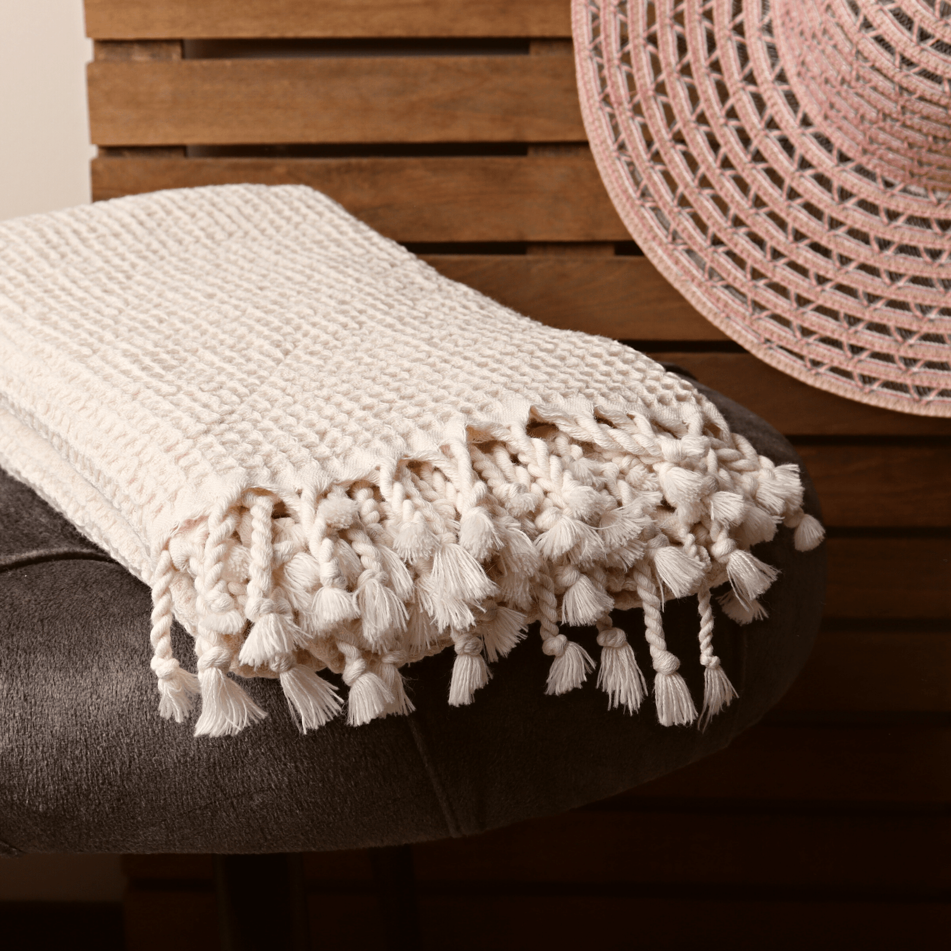 Cream Turkish Waffle Towels Puskul Textile