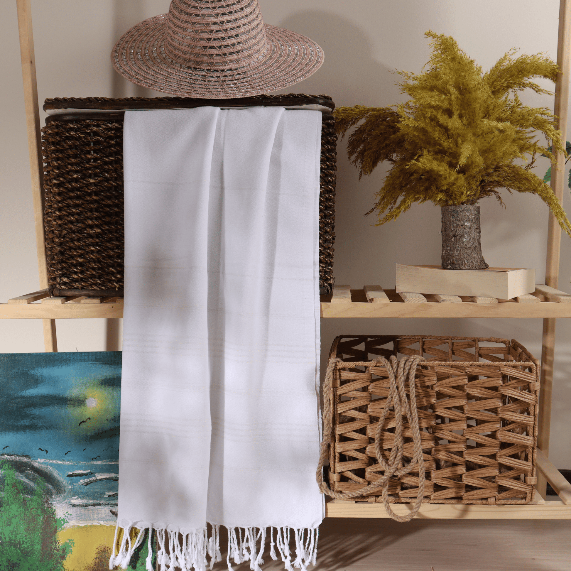 Striped Turkish Cotton Towel Set: Soft Beige & Black, Home Decor Design
