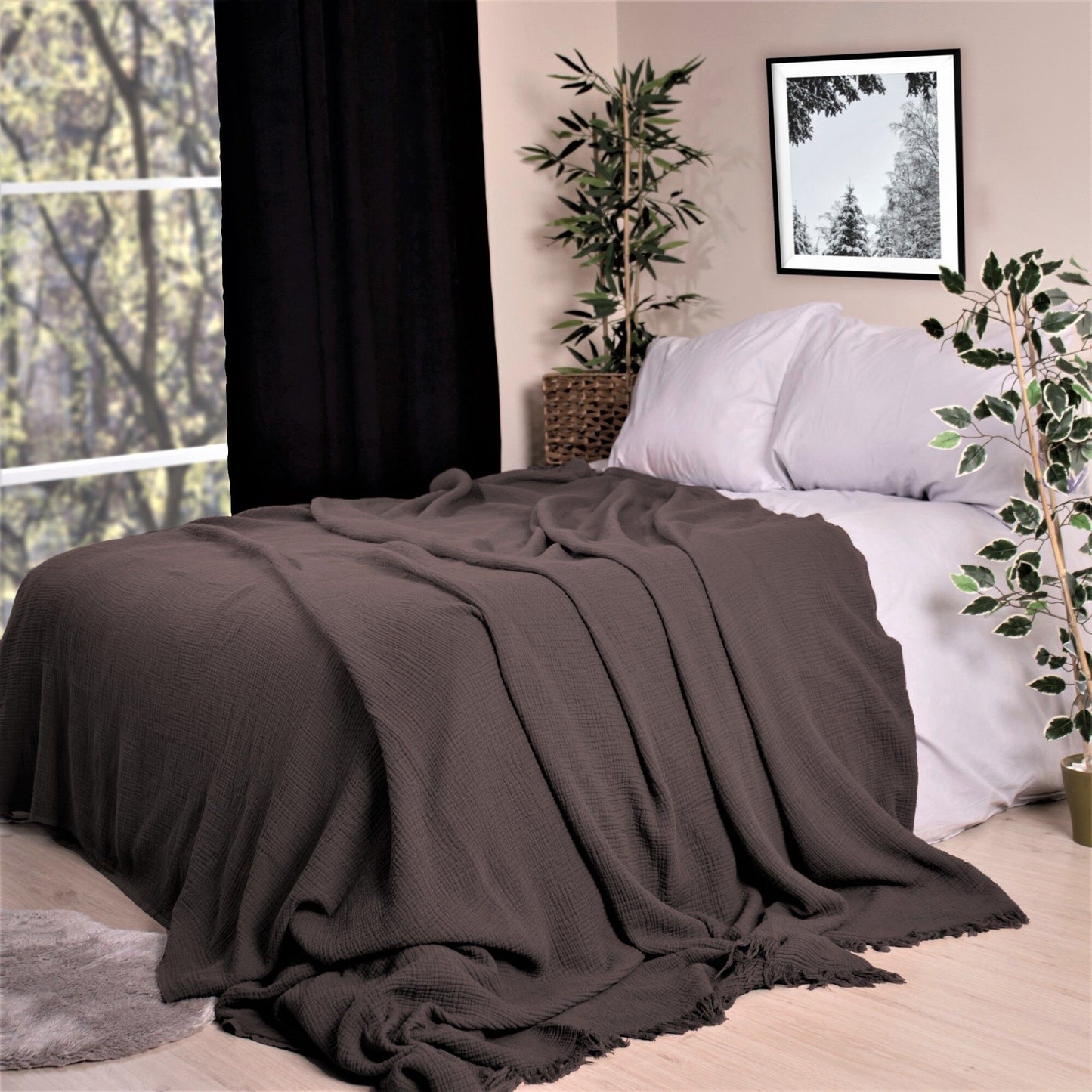 Adult Muslin Blankets anthracite 1