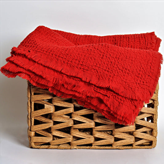 Red Waffle Throw Blankets