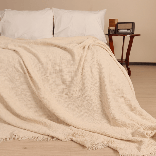 Beige Muslin Blankets for Adults