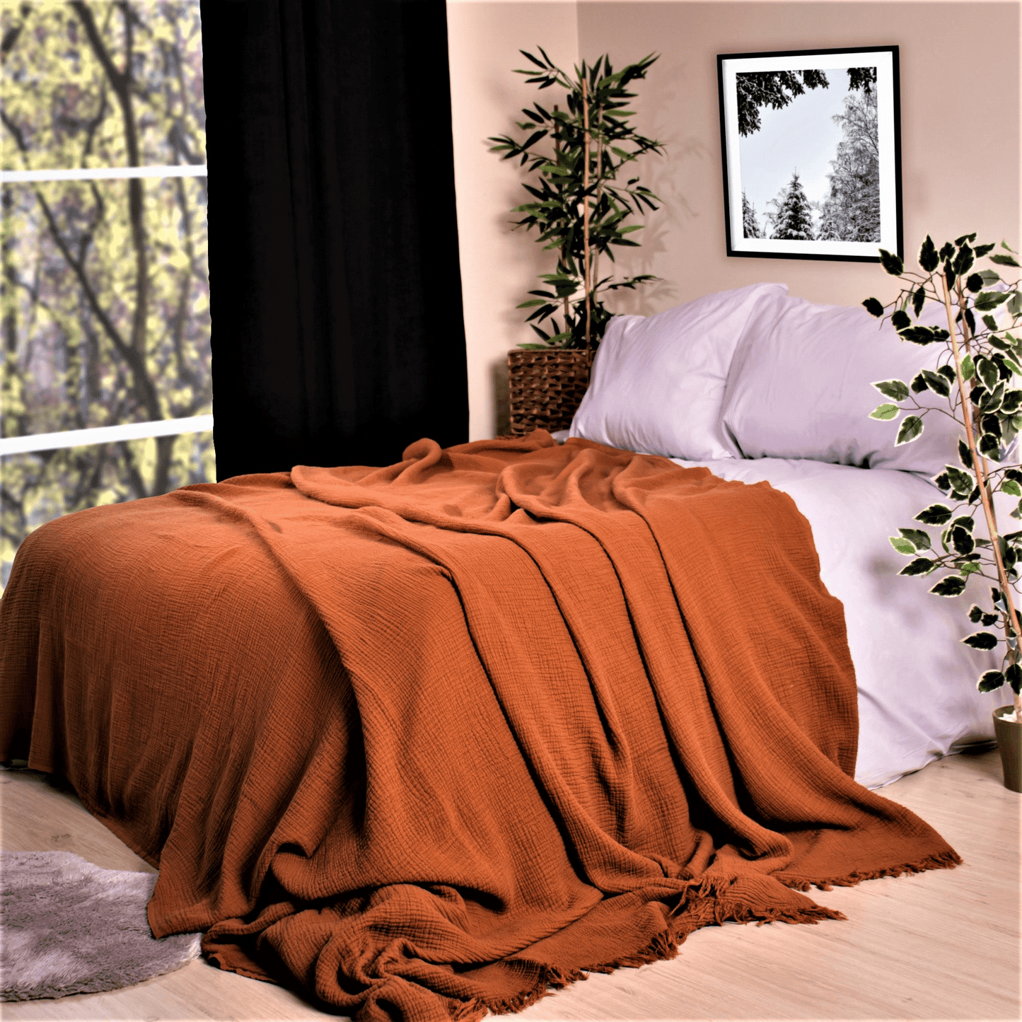 Rust Muslin Blankets for Adults