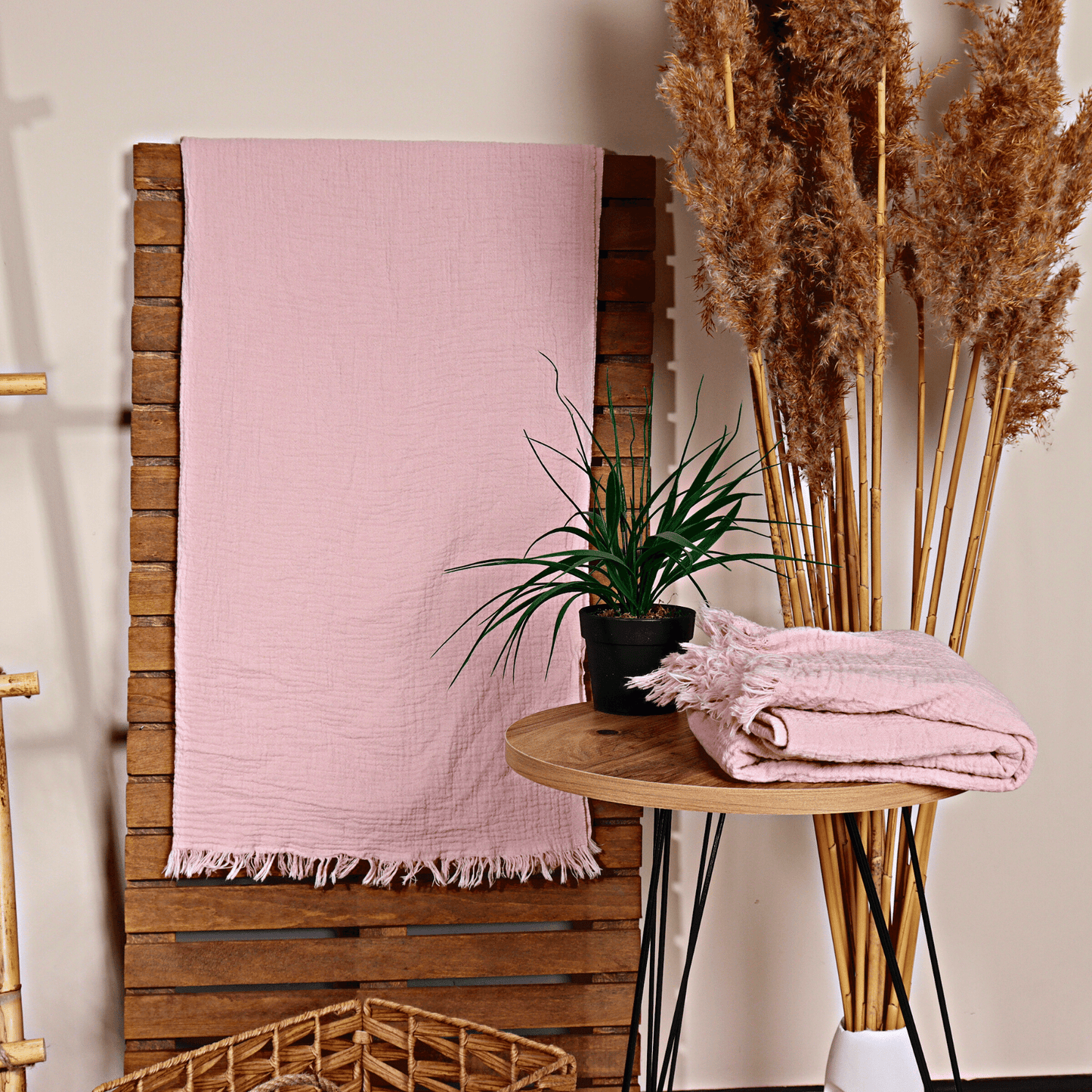 Light Pink Muslin Towel for Adults