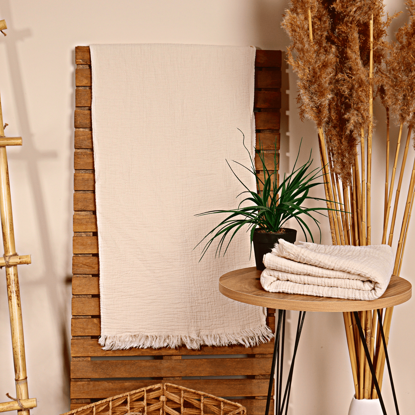 Natural Cream Muslin Towel for Adults