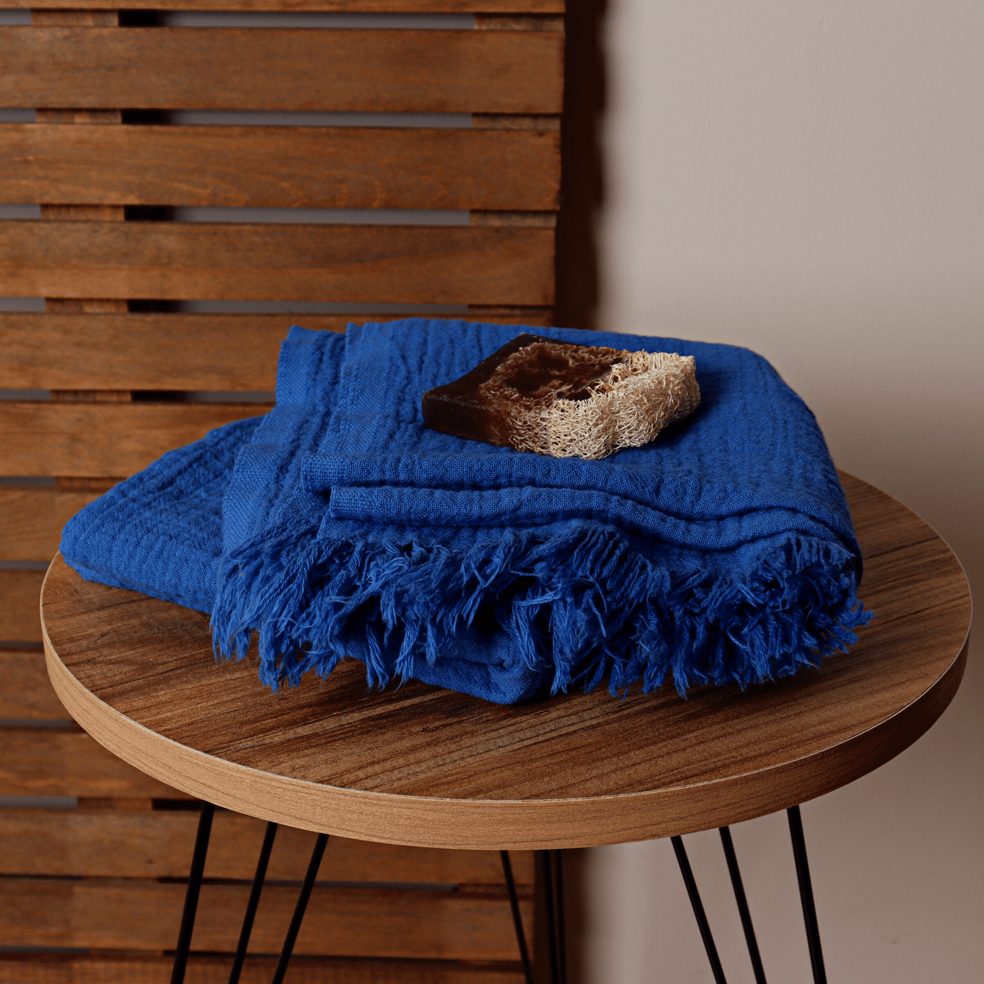 Navy Blue Muslin Towel for Adults