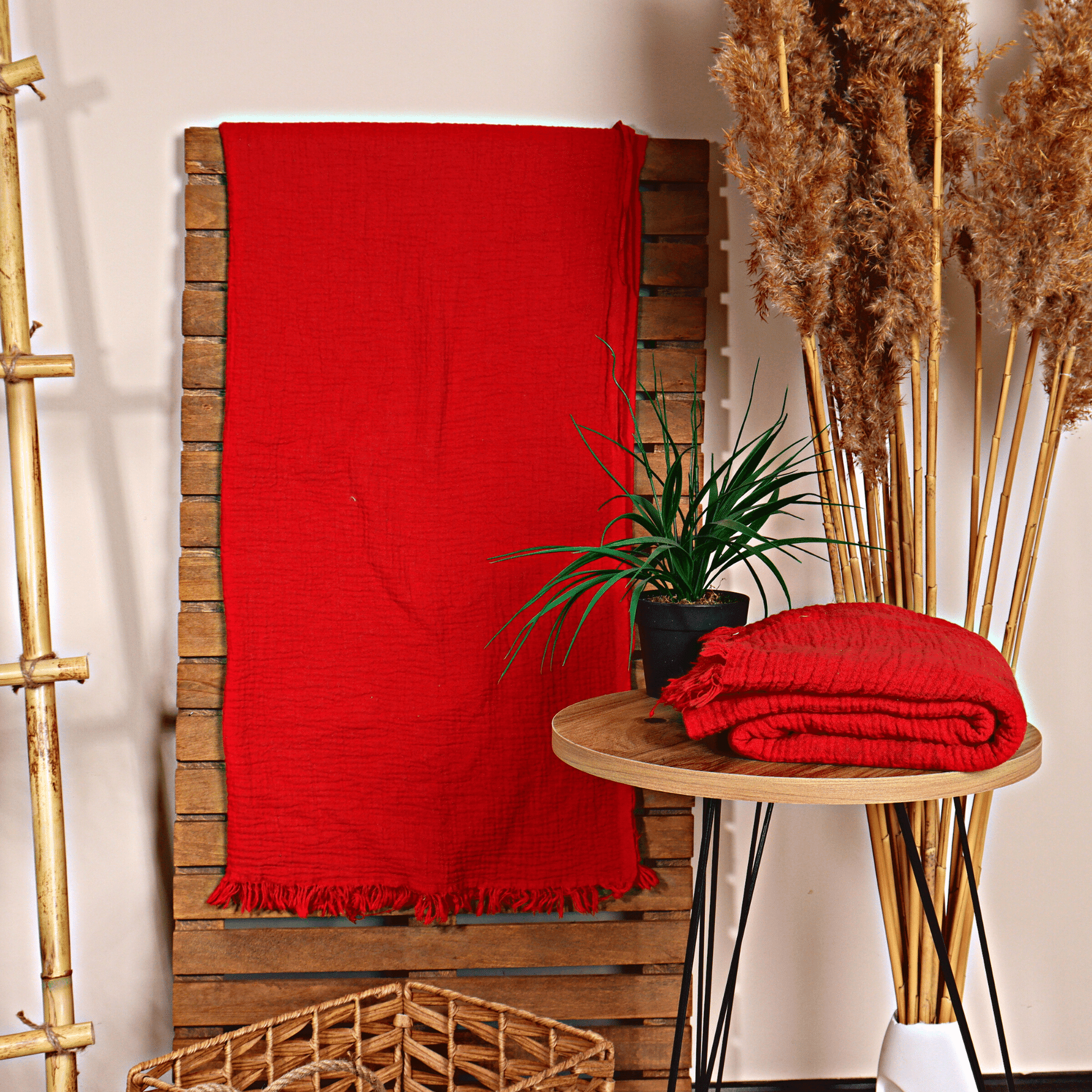 Red Muslin Towel for Adults