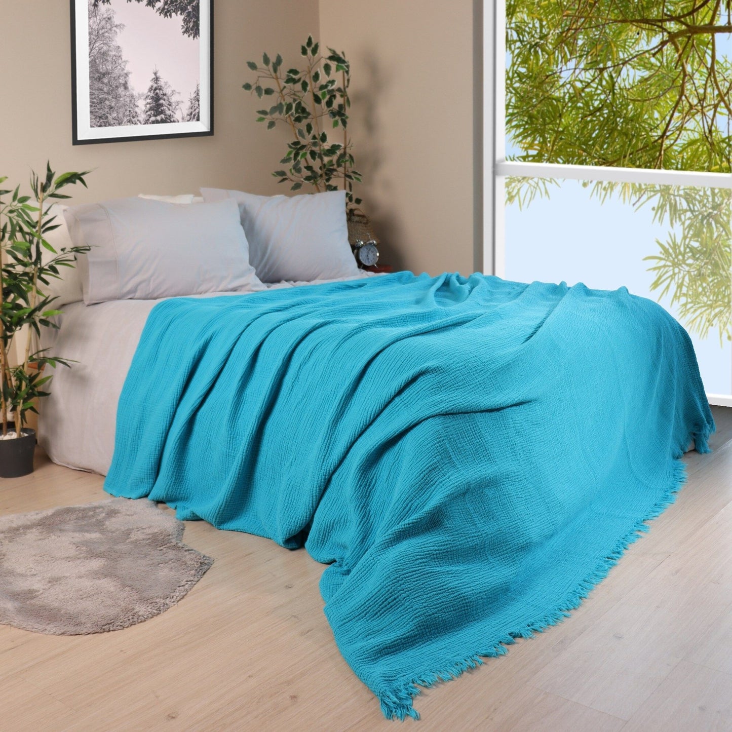 Adult Muslin Blankets turquoise 1