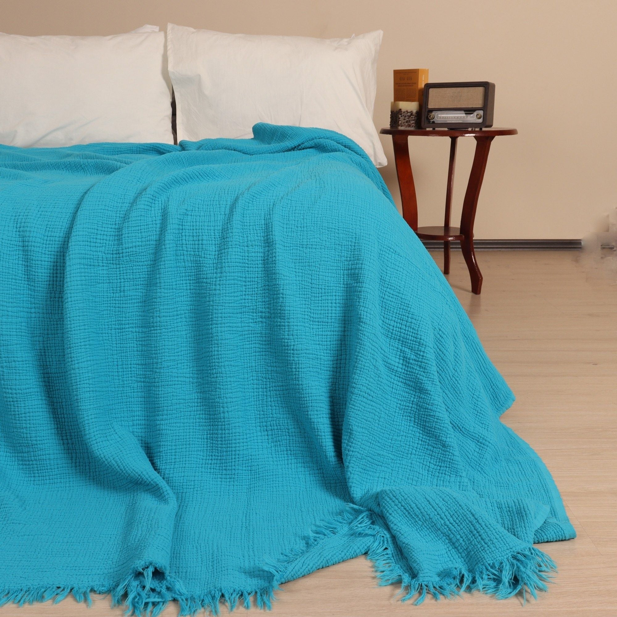 Turquoise bed online throw